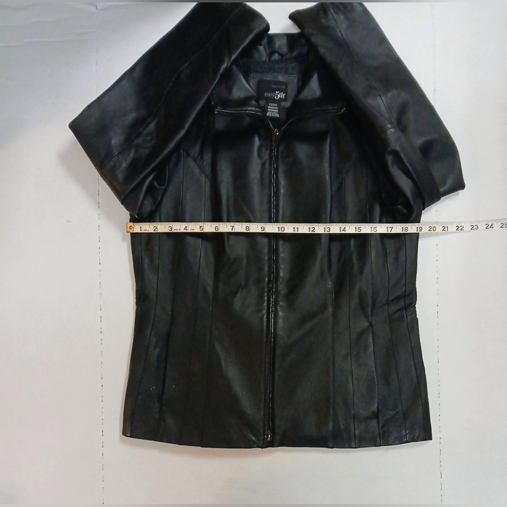 Vintage East 5th Women's Classic Black Genuine Leather Jacket Size Petite Medium - Picture 11 of 12